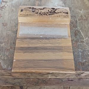 Wood, smallnotepad or post it holder,horse,castle, tree carving